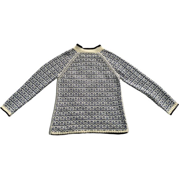 TALBOTS Womens' Blue & White Textured Stripe Mockneck Sweater Size L - Picture 6 of 9